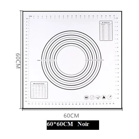 MINKUROW Tappetino Da Forno In Silicone Antiaderente Tappetino Per Impasto Con Misure 1 Pz Per 60 X 60 Cm (Nero) 1 MINKUROW Tappetino Da Forno In Silicone Antiaderente Tappetino Per Impasto Con Misure 1 Pz Per 60 X 60 Cm (Nero)