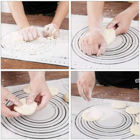 MINKUROW Tappetino Da Forno In Silicone Antiaderente Tappetino Per Impasto Con Misure 1 Pz Per 60 X 60 Cm (Nero) 4 MINKUROW Tappetino Da Forno In Silicone Antiaderente Tappetino Per Impasto Con Misure 1 Pz Per 60 X 60 Cm (Nero) - immagine 4