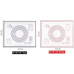 MINKUROW Tappetino Da Forno Antiaderente In Silicone Con Misure 2 Pezzi Per 50 X 40 Cm (Rosso + Nero)