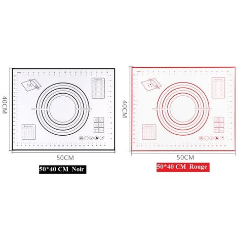 MINKUROW Tappetino Da Forno Antiaderente In Silicone Con Misure 2 Pezzi Per 50 X 40 Cm (Rosso + Nero) 1 MINKUROW Tappetino Da Forno Antiaderente In Silicone Con Misure 2 Pezzi Per 50 X 40 Cm (Rosso + Nero)