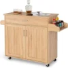 COSTWAY Carrello Da Cucina Con Ruote Di Gomma, Scaffale Per Microonde Carrello Servizio, Credenza Cucina Legno Moderno Elegante, 116 X 37 X 85 Cm (Naturale)