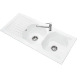 Villeroy & Boch Nestor Plus Lavello Incasso 113x51,5cm Con 2 Vasche E Gocciolatoio Reversibile, Sifone Incluso, Ceramica, Bianco (33910101)