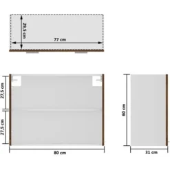 Mobile Pensile Vetro Rovere Marrone 80x31x60 Cm In Multistrato VidaXL -Wenko Negozio 69821128 3