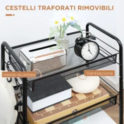 HOMCOM Carrello Da Cucina A 3 Livelli Con Cesti Removibili E 4 Ruote, In Acciaio E Plastica PP, 41.5Lx26.5x63 Cm, Nero 9 HOMCOM Carrello Da Cucina A 3 Livelli Con Cesti Removibili E 4 Ruote, In Acciaio E Plastica PP, 41.5Lx26.5x63 Cm, Nero -Wenko Negozio 70326116 5