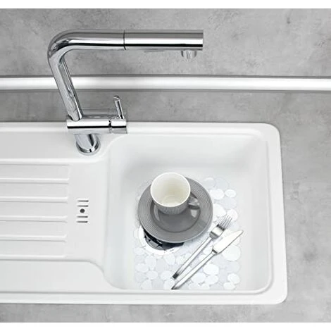 WENKO Tappetino Per Lavello Stone - Plastica, Plastica, 26 X 31 Cm, Trasparente 2 WENKO Tappetino Per Lavello Stone - Plastica, Plastica, 26 X 31 Cm, Trasparente - immagine 2