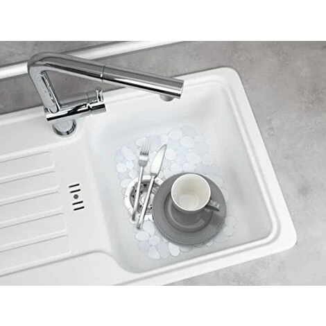 WENKO Tappetino Per Lavello Stone - Plastica, Plastica, 26 X 31 Cm, Trasparente 3 WENKO Tappetino Per Lavello Stone - Plastica, Plastica, 26 X 31 Cm, Trasparente - immagine 3