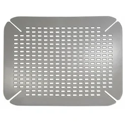 IDesign Tappetino Lavandino, Tappetino Lavello Cucina Grande In Plastica PVC, Accessori Lavello E Lavandino Con Fori Di Scolo, Grigio