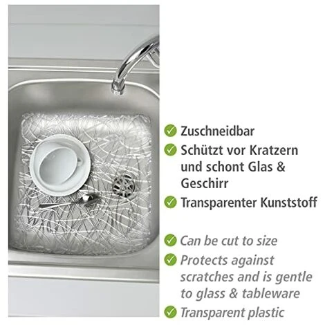 WENKO Tappetino Lavello Cross Trasparente, Plastica, 30.5 X 30.5 Cm, Trasparente 2 WENKO Tappetino Lavello Cross Trasparente, Plastica, 30.5 X 30.5 Cm, Trasparente - immagine 2