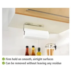 WENKO Static-Loc® Portarotolo Carta Cucina, Metallo Cromato, 30 X 8.5 Cm, Argento Lucido -Wenko Negozio 70686406 3