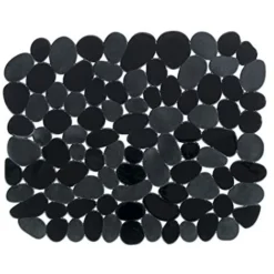 WENKO Tappetino Per Lavello Stone Nero, Protegge Il Lavello, Tagliabile Su Misura, In Plastica, 31 X 26 Cm, Colore Nero