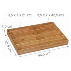Relaxdays Portaposate Da Cassetto, Bambù, 7 Scomparti, Divisore Posate & Utensili Da Cucina, 4,5x30,5x44,5 Cm, Naturale, 1 Pz -Wenko Negozio 70717782 4