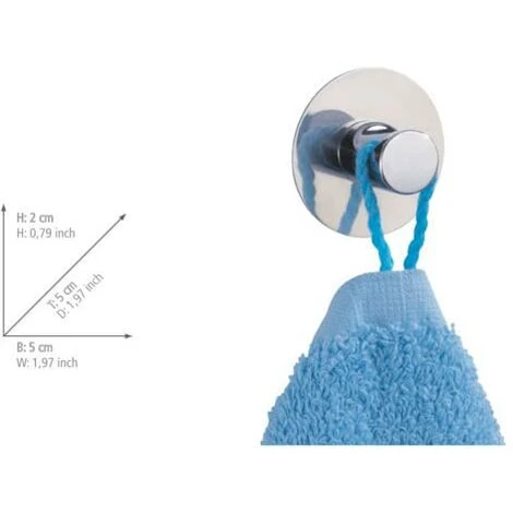 WENKO Gancio Da Parete Imperia Acciaio Inossidabile - Autoadesivo, Acciaio Inossidabile, 5 X 2 X 5 Cm, Lucido 4 WENKO Gancio Da Parete Imperia Acciaio Inossidabile - Autoadesivo, Acciaio Inossidabile, 5 X 2 X 5 Cm, Lucido - immagine 4