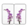 Wenko 2521433500 Coprifornelli Universal Orchid Blossom, Set 2 Pezzi Per Tutti I Tipi Di Piani Di Cottura, Vetro Temperato, Materiale Plastico, 52 X 1,8-4,5 X 30 Cm, Multicolore/Grigio Chiaro