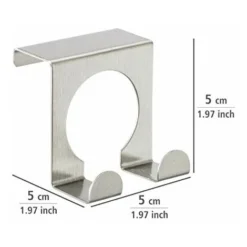 WENKO Gancio Doppio Sopra Anta Inox Satinato Acciaio Inossidable, Acciaio Inossidabile, 5 X 5 X 5 Cm, Argento Opaco -Wenko Negozio 70766733 3