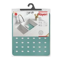 Rayen Tappeto Protettivo Per Lavello Protegge Le Stoviglie Fori Di Drenaggio Proteggere Il Lavandino Ante-Slip 27,5 X 32 Cm Aqua, Gomma, Verde Acqua