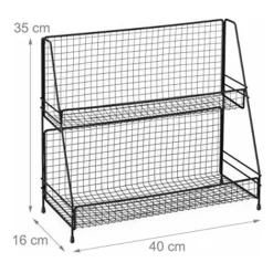 Relaxdays Portaspezie Salvaspazio Da Cucina, 2 Mensole, Scaffale Per Spezie Autoportante, Organizer In Metallo, Nero, Ferro, 1 Pz, 6 Unità -Wenko Negozio 70826405 4
