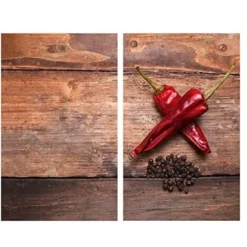 Wenko Allstar Coprifornelli In Vetro Pepper Set 2 Pezzi - Set Di 2 Coprifornelli Per Piani Di Cottura In Vetroceramica, Vetro Temperato, 30 X 0.8 X 52 Cm, Multicolore