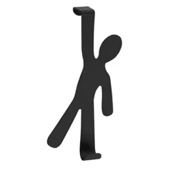 WENKO Ganci Sopraporta Boy Nero Acciaio Inossidabile, Acciaio, 8 X 15 X 2.5 Cm, Nero