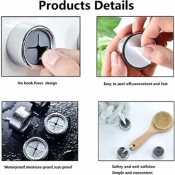 ZOLGINAH Portasciugamani Da Cucina 3 Pezzi, Ganci Per Asciugamani Autoadesivi Porta Asciugamani Con Superficie Adesiva Per Bagno, Cucina -Wenko Negozio 71128614 3