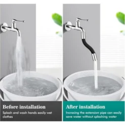 ZOLGINAH Prolunga Rubinetto Flessibile A 360° - Per Bagno Ed Esterno, Cucina, Nera, Con Attacco A Baionetta (spirale Interna 25mm X Spirale Esterna 3/4"), Lunghezza Totale 50cm -Wenko Negozio 71128834 4