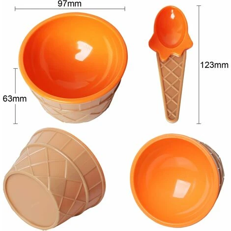 Set Di 6 Ciotole Da Dessert Per Gelato E Cucchiai Abbinati - Plastica - Simpatici Colori Assortiti - Design In Rilievo 4 Set Di 6 Ciotole Da Dessert Per Gelato E Cucchiai Abbinati - Plastica - Simpatici Colori Assortiti - Design In Rilievo - immagine 4