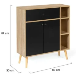 Contenitore Scandinavo EMMIE In Legno E Nero Con Armadio E Cassetto -Wenko Negozio 71919124 4