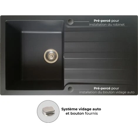 Sierra Lavello A 1 Vasca E 1 Scarico In Resina Nera 2 Sierra Lavello A 1 Vasca E 1 Scarico In Resina Nera - immagine 2