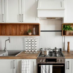 Relaxdays Portaspezie Da Cucina, 20 Barattoli In Vetro, Inserto Spargispezie, Manico, HLP: 35x28x12 Cm, Argento Natura -Wenko Negozio 72271520 5