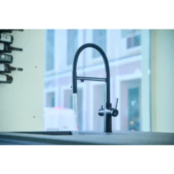 Rubinetto 3 Vie Miscelatore Cucina Nero Opaco Con Canale Separato Per Acqua Filtrata, Canna Nera Movibile E Doccia Due Getti Staccabile - Serie FC -Wenko Negozio 72491979 4