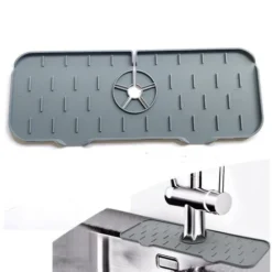 Rubinetto In Silicone Maniglia Raccogligocce Rubinetto In Silicone Paraspruzzi Per Lavello, Rubinetto Per Lavello Tappetino Grigio