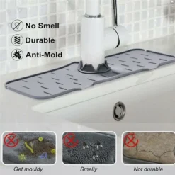 Rubinetto In Silicone Maniglia Raccogligocce Rubinetto In Silicone Paraspruzzi Per Lavello, Rubinetto Per Lavello Tappetino Grigio -Wenko Negozio 72553595 3