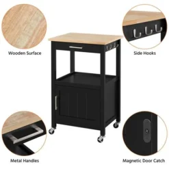 Yaheetech Carrello Da Cucina Per Microonde Con Ruote Carrellino Salvaspazio Portaoggetti A 3 Ripiani Stile Moderno Portavivande Struttura Metallica Multiuso Nero -Wenko Negozio 72628945 4