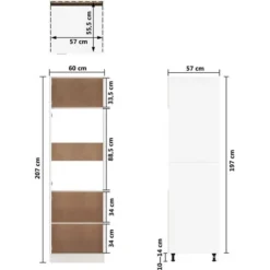 Armadio Per Frigo Rovere Fumo 60x57x207 Cm In Legno Multistrato VidaXL -Wenko Negozio 73205690 3