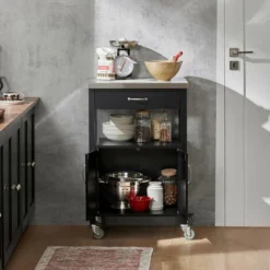 SoBuy Carrello Cucina, Carrello Da Servizio Con Piano In Acciaio Colore:Nero, FKW22-SCH -Wenko Negozio 7330481 3