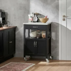 SoBuy Carrello Cucina, Carrello Da Servizio Con Piano In Acciaio Colore:Nero, FKW22-SCH -Wenko Negozio 7330481 5