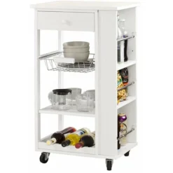 SoBuy Carrello Di Servizio, Scaffale Da Cucina,Bianco, FKW12-W
