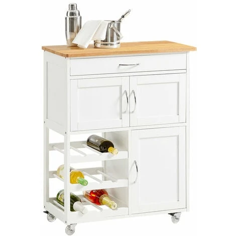 SoBuy Carrello Di Servizio Credenza In Legno Mobile Cucina Bianco FKW45-WN 1 SoBuy Carrello Di Servizio Credenza In Legno Mobile Cucina Bianco FKW45-WN