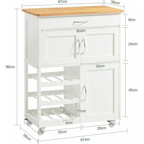 SoBuy Carrello Di Servizio Credenza In Legno Mobile Cucina Bianco FKW45-WN 2 SoBuy Carrello Di Servizio Credenza In Legno Mobile Cucina Bianco FKW45-WN - immagine 2