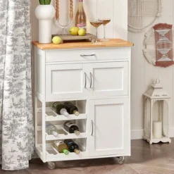 SoBuy Carrello Di Servizio Credenza In Legno Mobile Cucina Bianco FKW45-WN 7 SoBuy Carrello Di Servizio Credenza In Legno Mobile Cucina Bianco FKW45-WN -Wenko Negozio 7450095 3