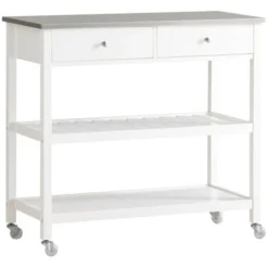 SoBuy Carrello Di Servizio,Tavolo Consolle,Mobile Ingresso,piano In Acciaio, FKW47-W