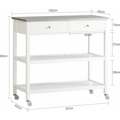 SoBuy Carrello Di Servizio,Tavolo Consolle,Mobile Ingresso,piano In Acciaio, FKW47-W 2 SoBuy Carrello Di Servizio,Tavolo Consolle,Mobile Ingresso,piano In Acciaio, FKW47-W - immagine 2