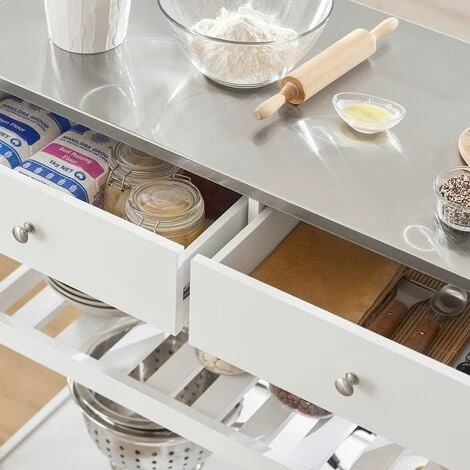 SoBuy Carrello Di Servizio,Tavolo Consolle,Mobile Ingresso,piano In Acciaio, FKW47-W 3 SoBuy Carrello Di Servizio,Tavolo Consolle,Mobile Ingresso,piano In Acciaio, FKW47-W - immagine 3