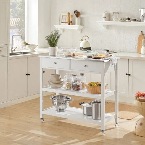 SoBuy Carrello Di Servizio,Tavolo Consolle,Mobile Ingresso,piano In Acciaio, FKW47-W 5 SoBuy Carrello Di Servizio,Tavolo Consolle,Mobile Ingresso,piano In Acciaio, FKW47-W - immagine 5