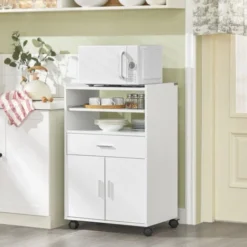 SoBuy Scaffale Per Forno A Microonde, Carrello Da Cucina,credenza Con Route, FSB09-W -Wenko Negozio 7450191 5