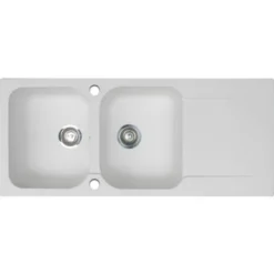 Lisse Lavello Reversibile 2 Vasche 1 Sgocciolatoio In Resina Bianca