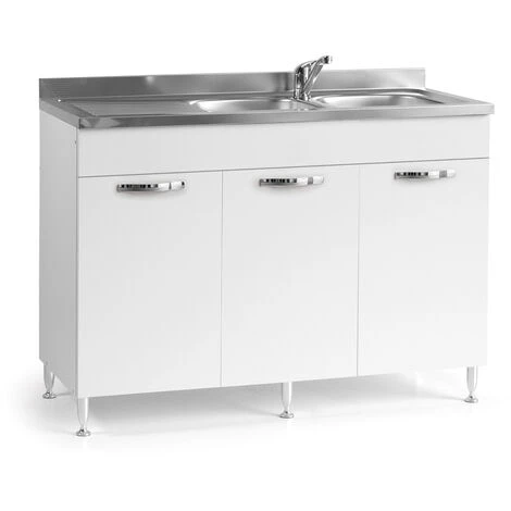 Sottolavello Per Cucina 3 Ante Bianco Reversibile Cm 120x50xH 85 1 Sottolavello Per Cucina 3 Ante Bianco Reversibile Cm 120x50xH 85