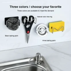 2 PZ Cucina In Acciaio Inox Spugna Stand Scarico Appendiabiti Autoadesiva Mensola Lavello Shigo Accessori Da Cucina Organizzatore Di Stoccaggio Gadget -Wenko Negozio 75453052 3