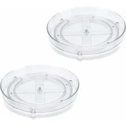 2 Pezzi Giradischi, Organizer Per Portaspezie Da 23 Cm, Accessorio Per La Conservazione Della Cucina Per Armadi E Piani Di Lavoro, Vassoio Rotondo Girevole Per Tavolo Dell'armadio Del Frigorifero Dell