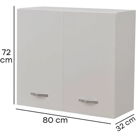 Pensile Da Cucina Armadio Sospeso Da Parete Con Doppia Anta Colore Bianco 2 Pensile Da Cucina Armadio Sospeso Da Parete Con Doppia Anta Colore Bianco - immagine 2