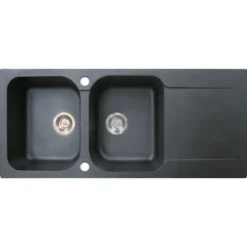 Lisse Lavello Reversibile 2 Vasche 1 Sgocciolatoio In Resina Nera